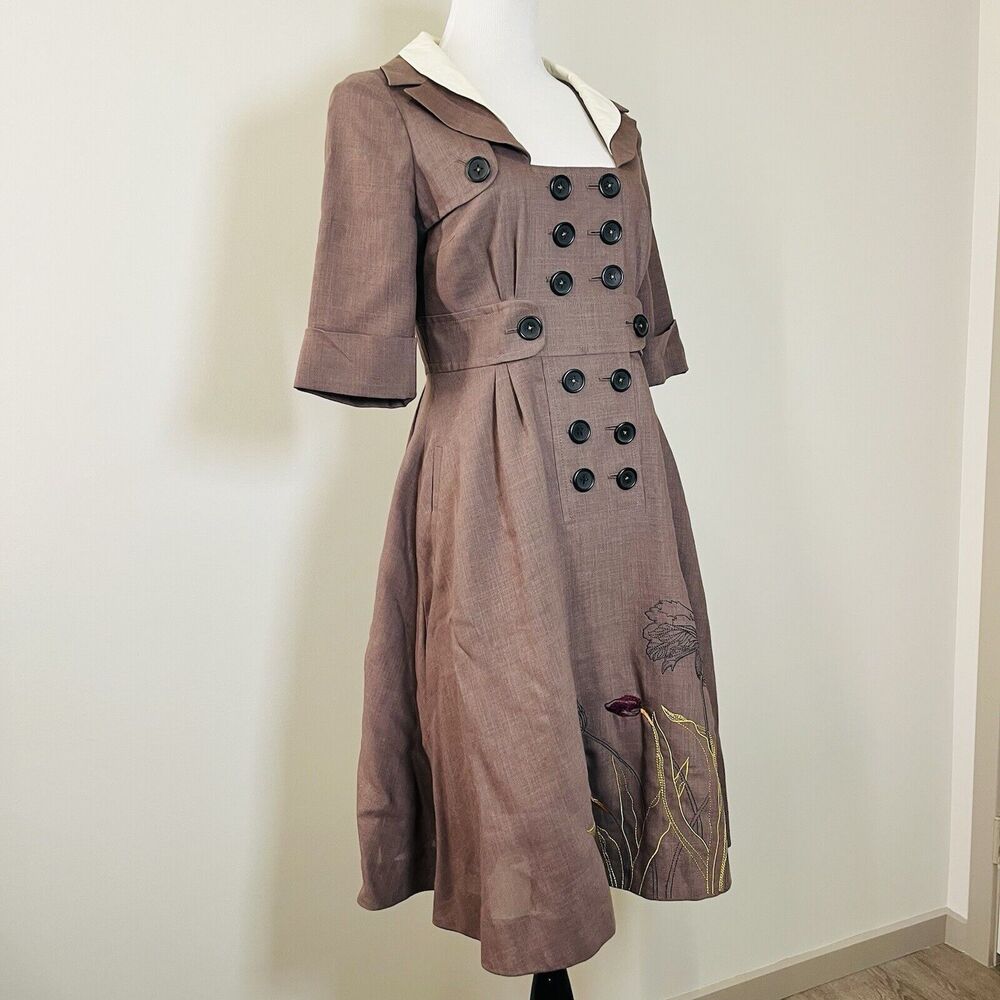 Anthropologie Embroidered Floral Coat Dress by Floreat - RARE
